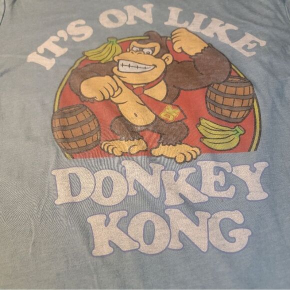 Old Navy It's On Like Donkey Kong Graphic Gaming Tee Men Blue Gamer Video Game - Picture 5 of 8